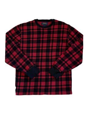 Polo Ralph Lauren Shirt Womens Small Red Plaid Thermal Waffle Knit Top Casual